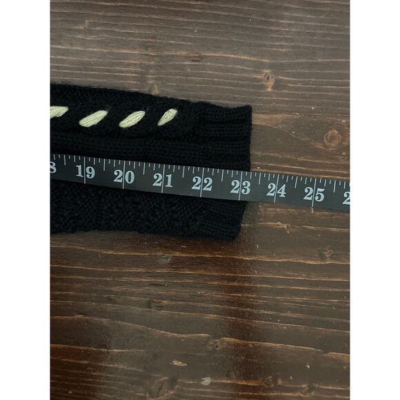 VTG Nils 1/4 Zip Tassel Sweater L Black Floral Design Winter Ski Lodge Cabin - Picture 13 of 15